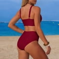 thumbnail image 4 of Fewfanhot Swimming Suits for Women Two Piece Swimsuit High Waisted V Neck Twist Front Adjustable Spaghetti Straps Bathing Suit, 4 of 6