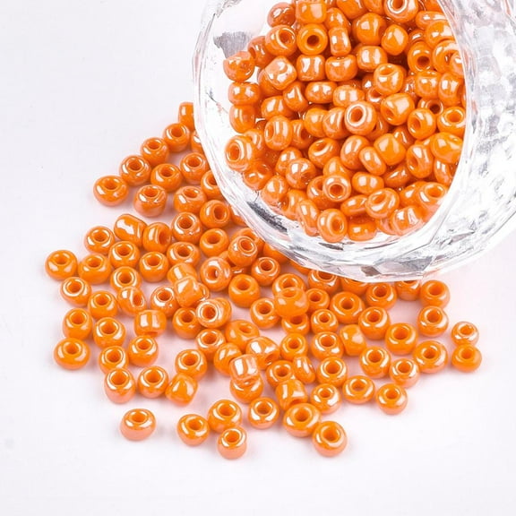50g DIY Craft Beads 8/0 Opaque Colors Lustered Round Glass Seed Beads Dark Orange Size: about 3mm in diameter hole:1mm about 1101pcs/50g