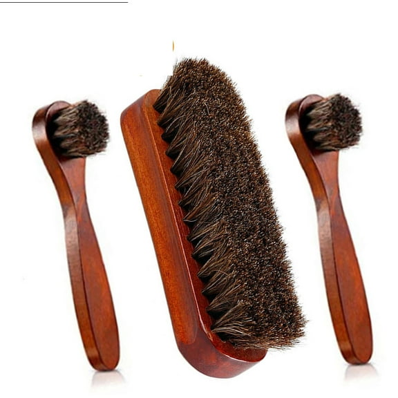3Pcs Horsehair Shoes Polish Brushes Shoe Shine Kit Leather Boot Brush Shoe Cleaning Kit