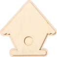 thumbnail image 1 of Plaid Wood Surfaces, 3D Unpainted Layered Shape, Birdhouse, 4 x 4 Inch, 1 of 4