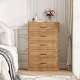 thumbnail image 2 of Vabches Farmhouse 5 Drawer Dresser with Metal Handle, Tall Wood Chest of Drawers for Living Room Bedroom,Yellow, 2 of 8