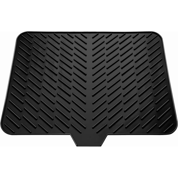 Silicone Drying Mat, 23"X17" With Built-in Drain Lip,Heat-Resistant,Eco-friendly,Hygienic Drying Pad,Leak-Proof and Non-Slip,Silicone Dish Drying Mat for Kitchen Counter or Sink(Black 23X17)