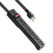 Hyper Tough Surge Protector Power Strip, 6 Outlets, 2.5 ft Extension Cord, 3 Prong, Grounded, Black