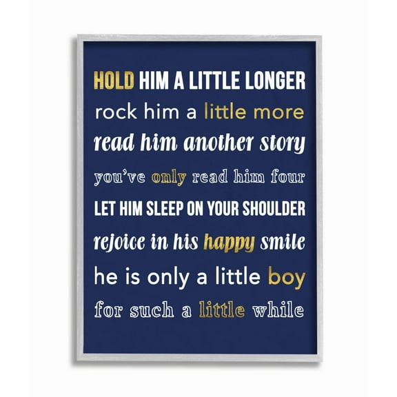 The Kids Room by Stupell Hold Him A Little Longer Navy Framed Wall Art by Daphne Poselli