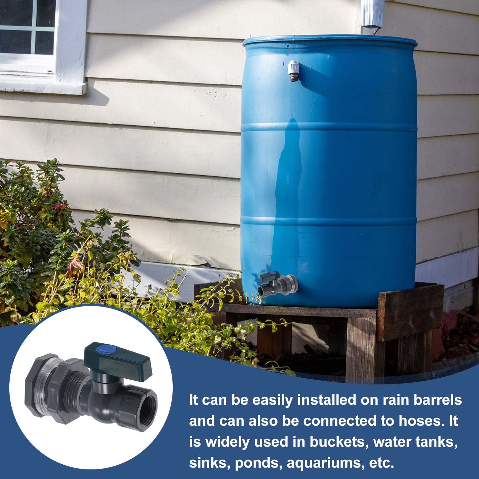 Uxcell 1 Set Rain Barrel Faucet Kit, 3/4" Rain Barrel Spigot with Adapter & Hole Opener
