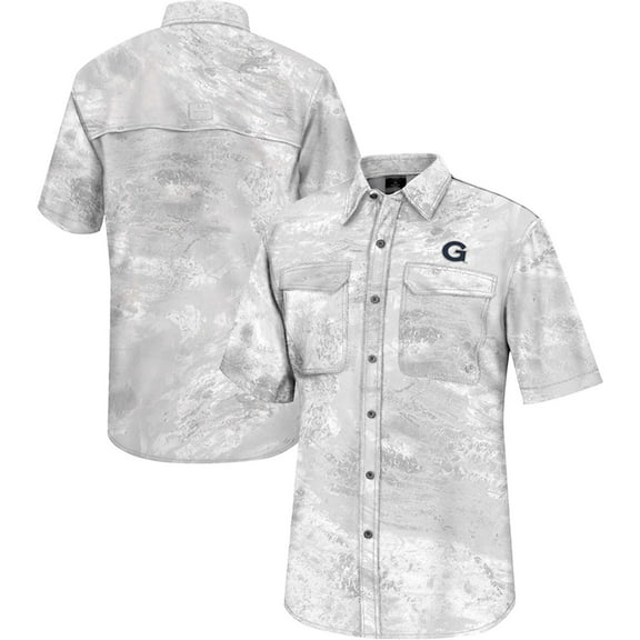 Men's Colosseum  White Georgetown Hoyas Realtree Aspect Charter Full-Button Fishing Shirt