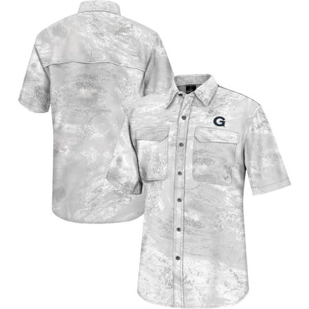 Men s Colosseum White Georgetown Hoyas Realtree Aspect Charter Full-Button Fishing Shirt