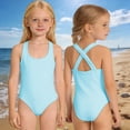 thumbnail image 2 of CAIXIA Girls One Piece Swimsuit Kids Drawstring Bottoms Bathing Suit Color Block Cut Out Modest Ruched Girls Swimsuits Size 10-12 Stretchy Padded Swimwear,5-6 Years, 2 of 7