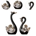 thumbnail image 6 of FashionCha 2 Pieces Swan Sculpture Ceramic Figurine Artwork Decorative Crafts Animal Statue Black, 6 of 9
