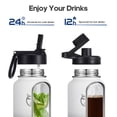 thumbnail image 3 of GEDUX Vacuum Insulated Water Bottle 40oz Stainless Steel, BPA Free, Leakproof, 12H Hot 24H Cold, with 2 Lids for Camping, White Black Gradient, 3 of 5