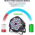 thumbnail image 3 of Wireless Rechargeable Par Can Lights 2 Pack Wireless Led Uplights Battery Powered Uplighting RGB 36W Stage Lighting for Events Dj Wedding Party SQHQ, 3 of 5