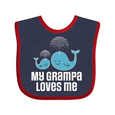 

Inktastic Grampa Loves Me Grandchild Whale Gift Baby Boy or Baby Girl Bib