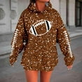 thumbnail image 2 of Cnbwig Womens Sweatshirts Casual Pullover Hooded Long Sleeve Rugby Sequins Print Sweatshirt Football Events Fall Outfits Jackets Winter Clothes A2-Brown XXL, 2 of 5