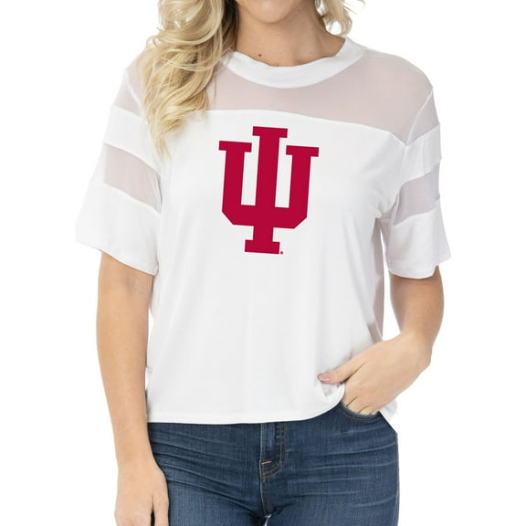 Women's White Indiana Hoosiers Relaxed Avery Power Mesh Fashion Jersey