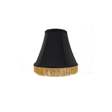 Urbanest Gold With Black Fringe Silk Bell Chandelier Lamp Shade 3x6x5 Set Of 6 Com Urbanest Gold With Black Fringe Silk, Black And Gold Lampshade Fringe