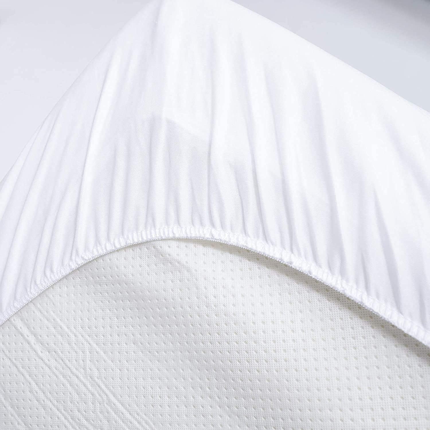 Emperor/Wyoming King Waterproof Mattress Cover Soft Breathable Noiseless Terry Cotton Fitted Style White Fits up -24" Deep Pocket, Mattress Protector