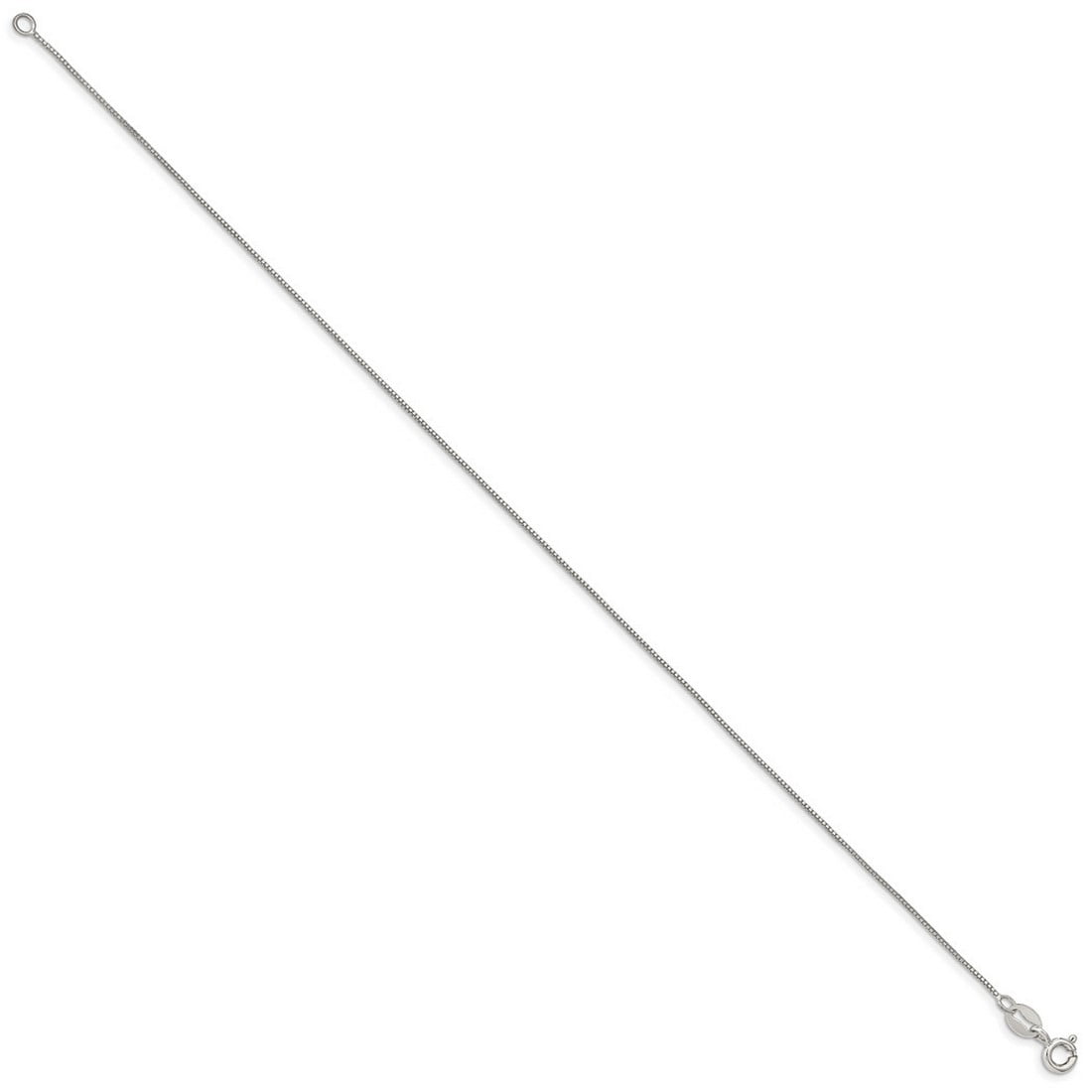 925 Sterling Silver Solid Polished .5mm Box Chain Ankle Bracelet 10 Inch Spring-Ring Anklet for Women and Men