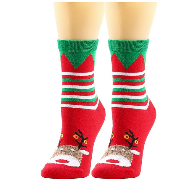 jovati Christmas Socks Women Women Cute Christmas Vintage Printing Thicker  Socks Long Sock Comfortable Socks