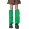 thumbnail image 2 of Women Punk Plush Solid Leg Warmer Aesthetic Green Fuzzy Boot Cuffs Leg Cover, 2 of 15