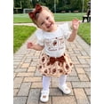 thumbnail image 4 of RUINIXCW Newborn Baby Girls Football Game Day Outfit Infant Baby Girl Summer Fall Clothes Rugby Short Sleeve Romper and Bow Ruffles Skirt Headband Set, 4 of 9