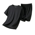 thumbnail image 3 of Swuxness Mens Short Sleeve Pajama 2 Piece Sets, Men's Short Pants Set, Men's Thin Loose Comfortable Breathable Lightweight Relaxed Fitted Homewear Pajamas Set Black, XXL, 3 of 5