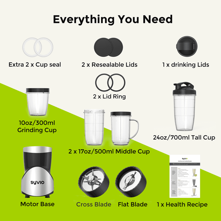Syvio Smoothie Blender with 4 Cups and Grinding Attachment photo 2