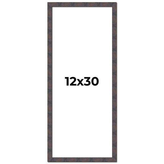 12x30 Frame Brown Rustic Lacquered Walnut Solid Wood Picture Frame Width | 0.875 Inch Moulding
