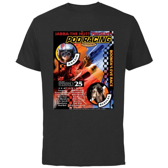 Star Wars Episode I 25th Anniversary Anakin Podracing Poster- Short Sleeve Cotton T-Shirt for Adults - Customized-Black