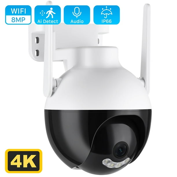 ANBIUX-cámara IP PTZ de 8MP, videocámara de seguridad al aire libre con detección humana de 4MP, IA, visión nocturna a Color, Audio y Video vigilancia