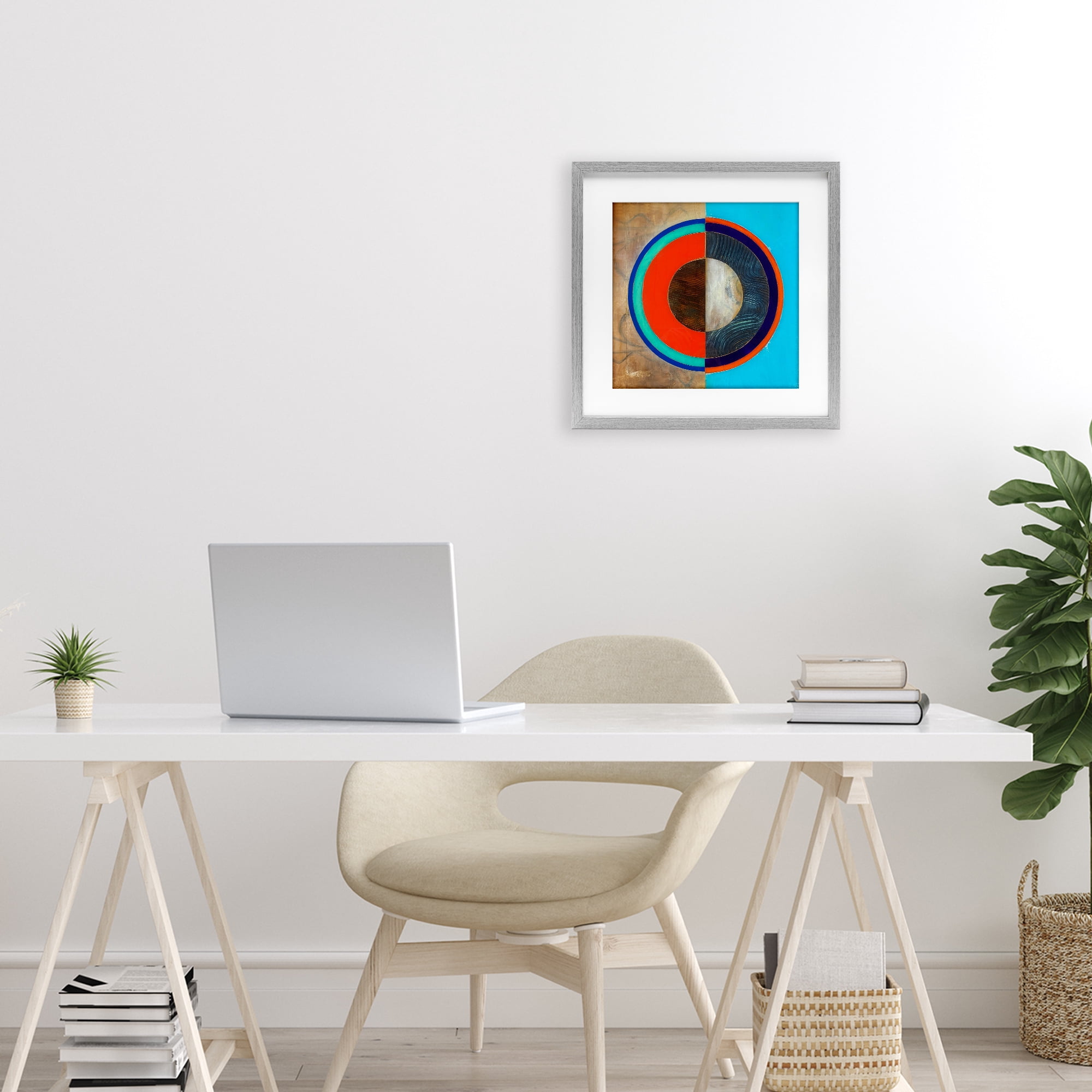 Stupell Industries Red Arc Summer Circle Gray Framed Print Under Glass, design by Matthew Finger