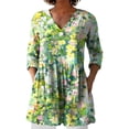 thumbnail image 2 of Green Women's Long Sleeve T-shirt, 2025 New Women'S Summer Printed Group Shirt Women'S Linen V Neck Casual Shirt,Women's Long sleeve T-shirt XL, 2 of 3
