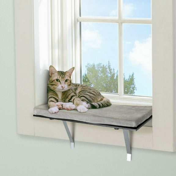 Pefilos Cat Window Perch for Pets, Easy Set Up, Gray