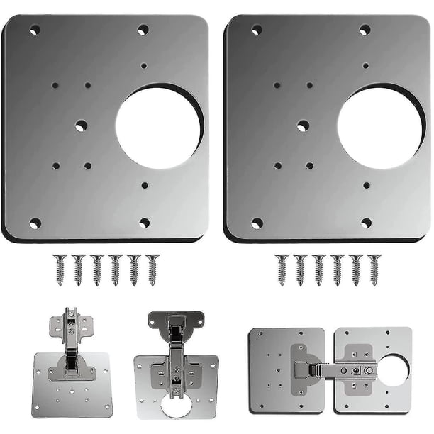black Placa de reparación de bisagras, soportes de reparación de bisagras de gabinete, reparación de bisagras de puerta de armario de cocina