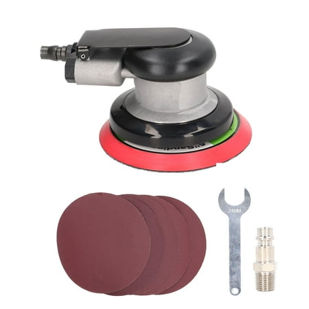 

5in Disc Air Polisher Set Pneumatic Palm Sander Sandpaper Grinding Machine 1/4in Inlet 10000RPM