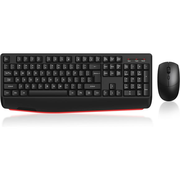 ERDS-Wireless Keyboard and Mouse Combo,2.4G Full-Sized Wireless Keyboard and Mouse with Palm Rest, 3 DPI Adjustable Quiet Mouse and Ergonomic Computer Keyboard for Laptop Mac Pc Windows (Black)