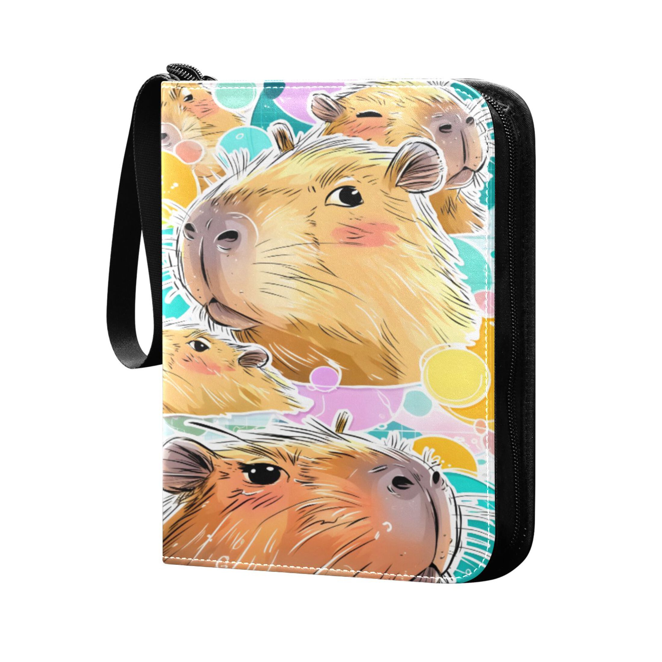 Trading Card Binder Album 400 Pockets 50 Removable 4-Pocket Pages Waterproof Adorable Capybara Poster