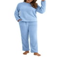 thumbnail image 2 of Peluche de Femmes de Couleur Unie à Manches Longues et Pantalons Pyjamas Ensembles Hiver Chaud Femmes Cadeau, 2 of 7