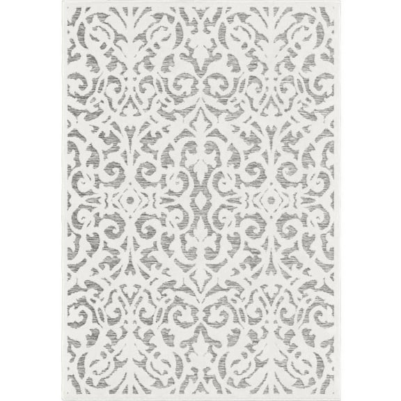 My Texas House Lady Bird, Lady Bird, Damask, Woven Area Rug, 7'9" x 10'10"