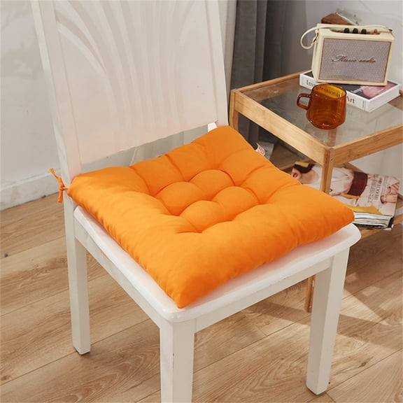 office Chair Cushion for Butt, Butt Cushion for office Chair, 40X40 in, Brushed Fabric Thickened Padding, Secure Ties, Solid Orange, 1 Pc