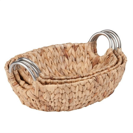 Brown Oval Basket - Honey Can Do Oval Water Hyacinth Baskets, Brown (Set of 3)