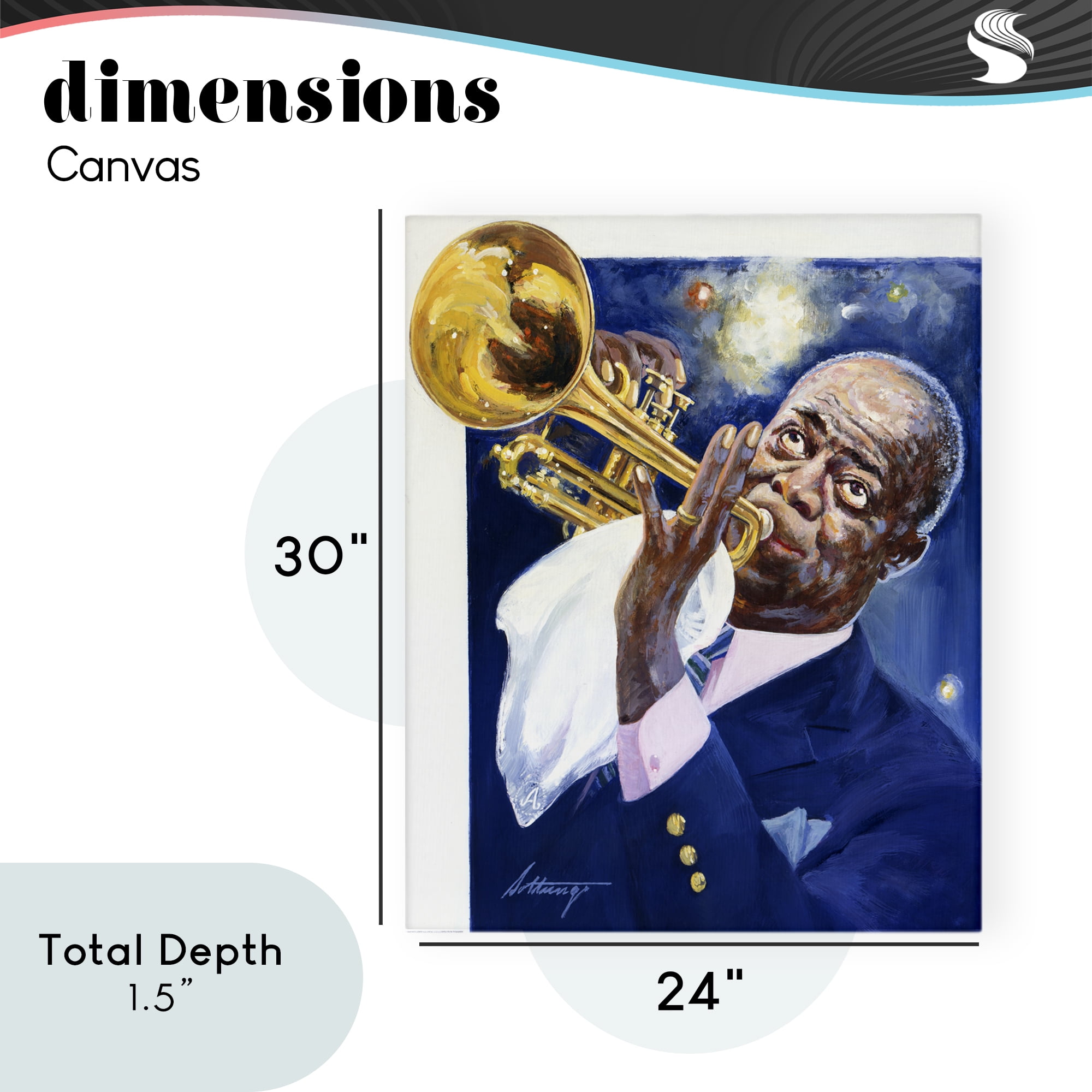Louis Armstrong Portrait Canvas Wall Art, design by Wind River Studios
