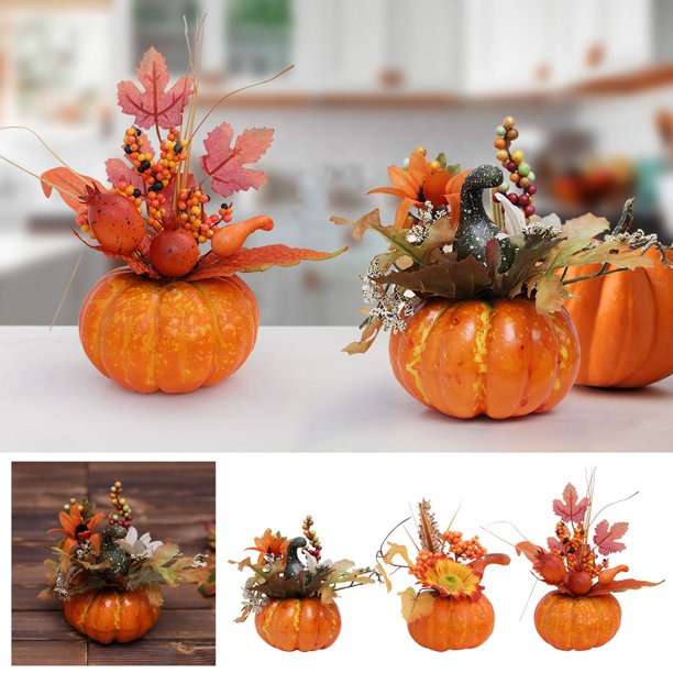 Xihbxyly Calabaza de Espuma para Halloween, Accesorio de Mesa Único, Diseño Realista, Versátil para Realzar La Escena, Decoración Navideña para Sala de Estar y Oficina, Tamaño Compacto, Juego de 2, 2
