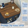 thumbnail image 4 of 3 Pcs Farmhouse Coffee Table Sets, Large End Side Tables with Charging Station & Coffee Table with Hidden Storage Space, Blue Living Room Table Set, Wood Furniture Set for Living Room, 4 of 9