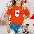thumbnail image 2 of NINGMENG Hauts et T-Shirts pour Filles, Imprimé Canada, Col Rond, Manches Courtes, Coupe Décontractée, Basique, Chandail, Orange, 3-4 Ans, 2 of 4