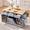 Grey-Blue, variant on 64.6" Large Kitchen Island with Trash Can Storage, Rolling Kitchen Cart with Drop Leaf & Power Outlet, 2 Doors & 3 Drawers, for Kitchen, White