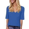 thumbnail image 2 of Womens T Shirts Summer Tops 2025 Solid Color V-Neck Short Sleeve Breathable Casual Basic Tees Tshirts Shirts for Women, 2 of 6
