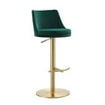 thumbnail image 3 of Carter Barstool, Adjustable Height, Swivel, Green Velvet Seat, Gold base, 3 of 5