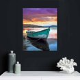 thumbnail image 4 of Creowell  Teal Wall Art Landscape Lake House Canvas Painting Cabin Purple Sailboat Pictures, Farmhouse Artwork Framed for Bathroom Living Room Bedroom Kitchen Wall Decor 16x20 in/12x16 in, 4 of 4