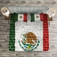 thumbnail image 3 of Ambesonne Mexica Quilted Bedspread Set 3 Pcs, Latina Country Flag, King Size, Multicolor, 3 of 3