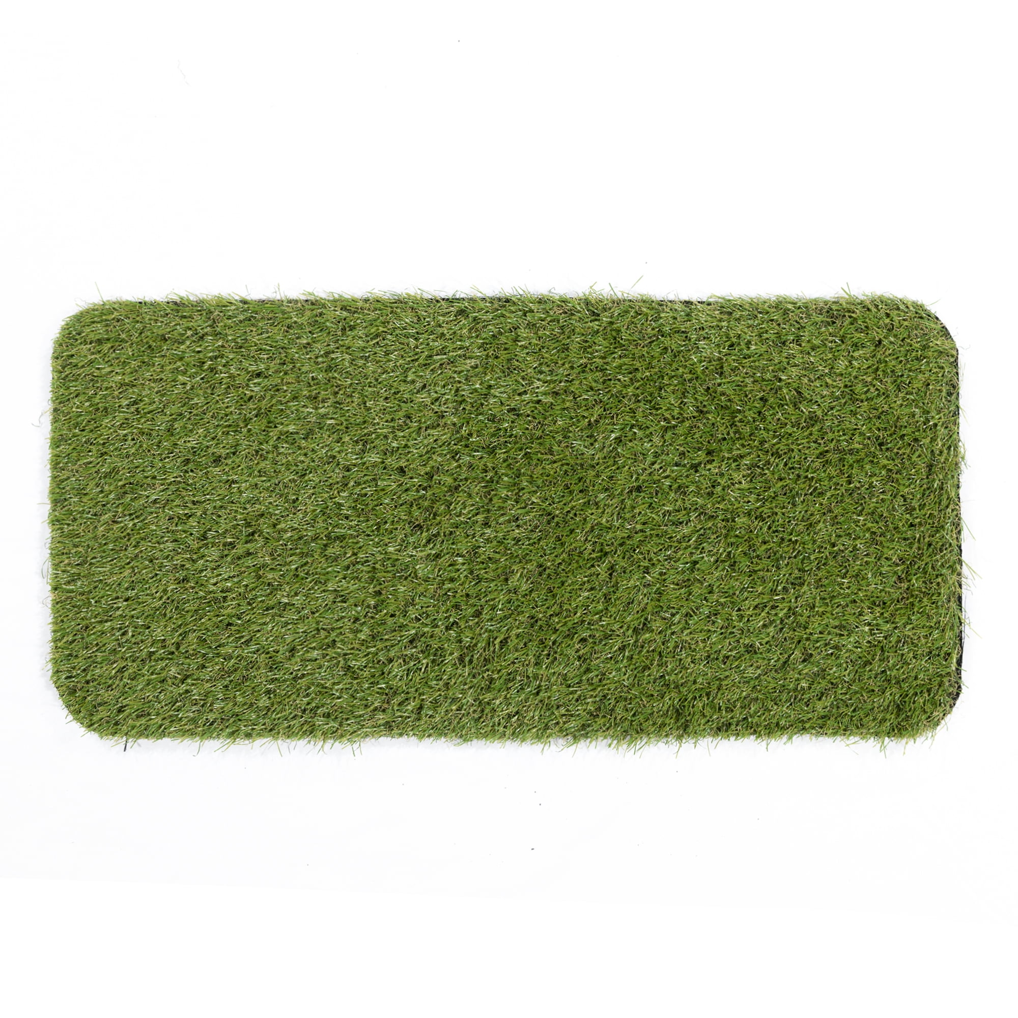 Ottomanson Pet Care Non-Slip Easy Clean Indoor/Outdoor Tray with Reusable Grass Pad, 15" x 30", Green